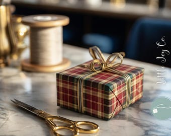 Red Green Tartan Plaid Christmas Wrapping Paper Roll