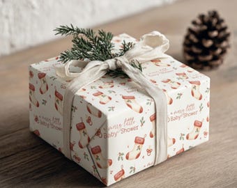 Papel de regalo para baby shower / estampado para baby shower, botitas y patrón para chupetes