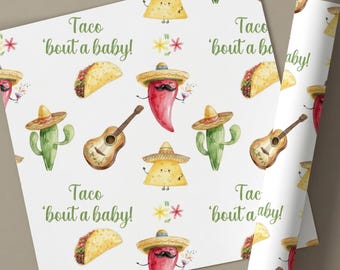 Papel de regalo "Taco sobre un bebé" / Regalo para baby shower con temática de fiesta