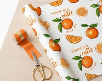 Papel de regalo con estampado de naranjas / Rollo de papel de regalo con estampado de cítricos