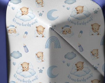 Papel de regalo con diseño de arcoíris de osito de peluche / Papel de regalo para baby shower de niño