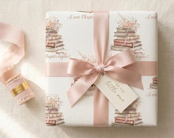 Un nuevo capítulo comienza: Papel de regalo para baby shower / Regalo para amantes de los libros