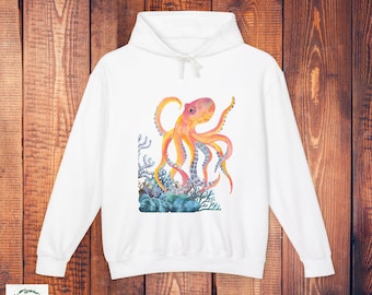 Retro Octopus Illustration Hoodie | Nautical Sea Creature Pullover