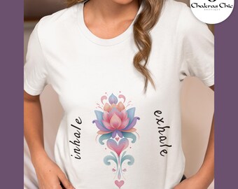 Lotus Flower Yoga T-Shirt, Breathe Shirt, Self-Care Gift, Yoga Lover Gift