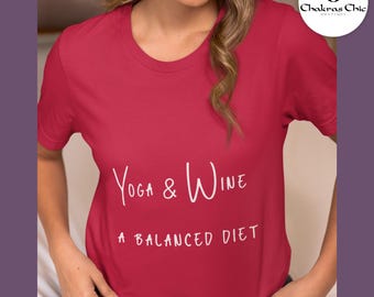 Camiseta para amantes del yoga y el vino, divertida camiseta de yoga, regalo de meditación para yoguis.
