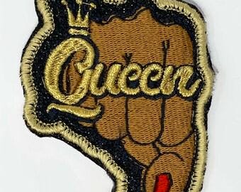 Patch da Rainha Negra | Patch da Menina Negra | Anel da Rainha | Patch de Punho com Glitter | Patch para Passar a Ferro