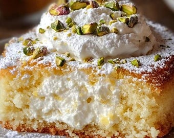 Receta de pastel de nube de ricotta, limón y pistacho (descarga digital)