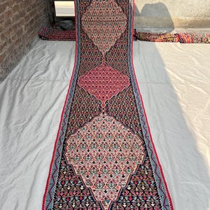 2.5x9.6 Ft Vintage Turkish Kilim Runner Rug, Geometric Medallion Flatweave Wool Runner, Hallway Entryway Corridor Rug Luxury Runner