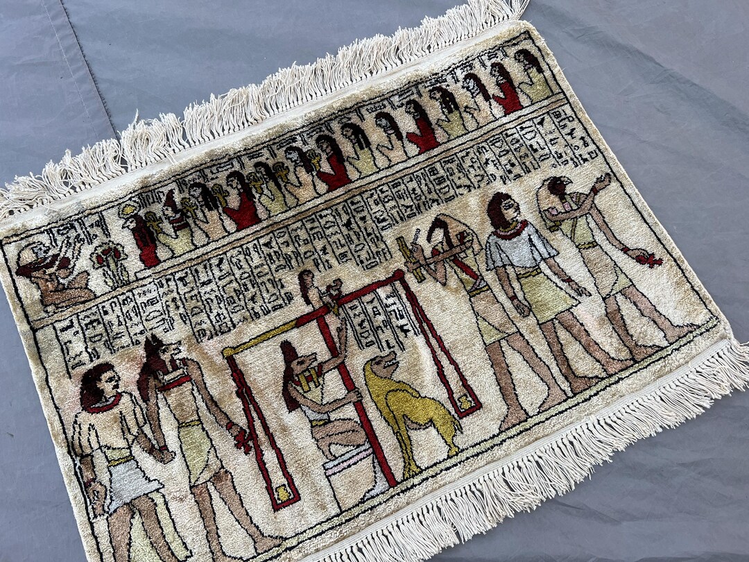 Wegyptian Rug 1.6x2.3 Ft Handmade Egyptian Design Rug Silk Rug - Pictorial Design ...