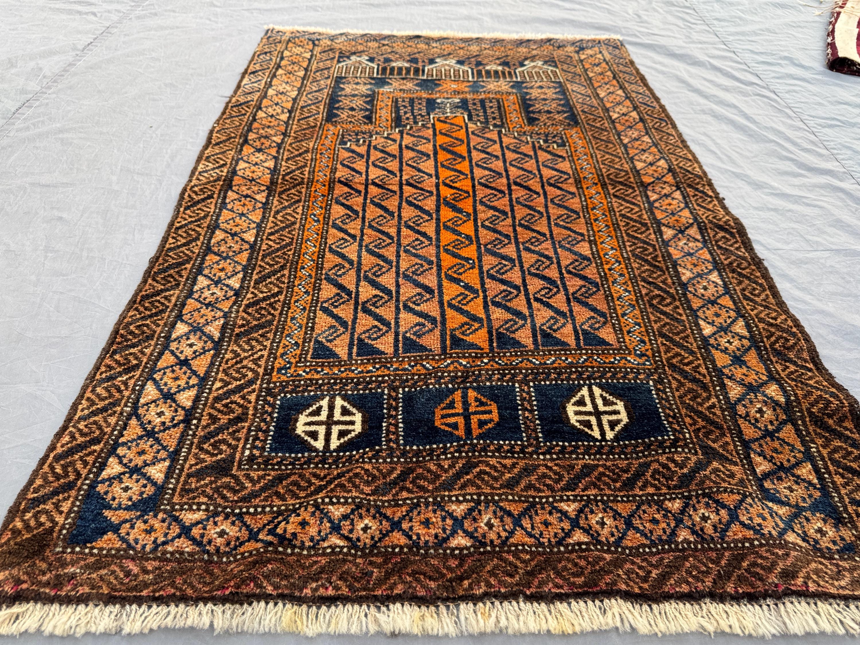 Antique Baluch Sistan Prayer Rug 2.9x4.2 Ft – Rare Tree of Life 