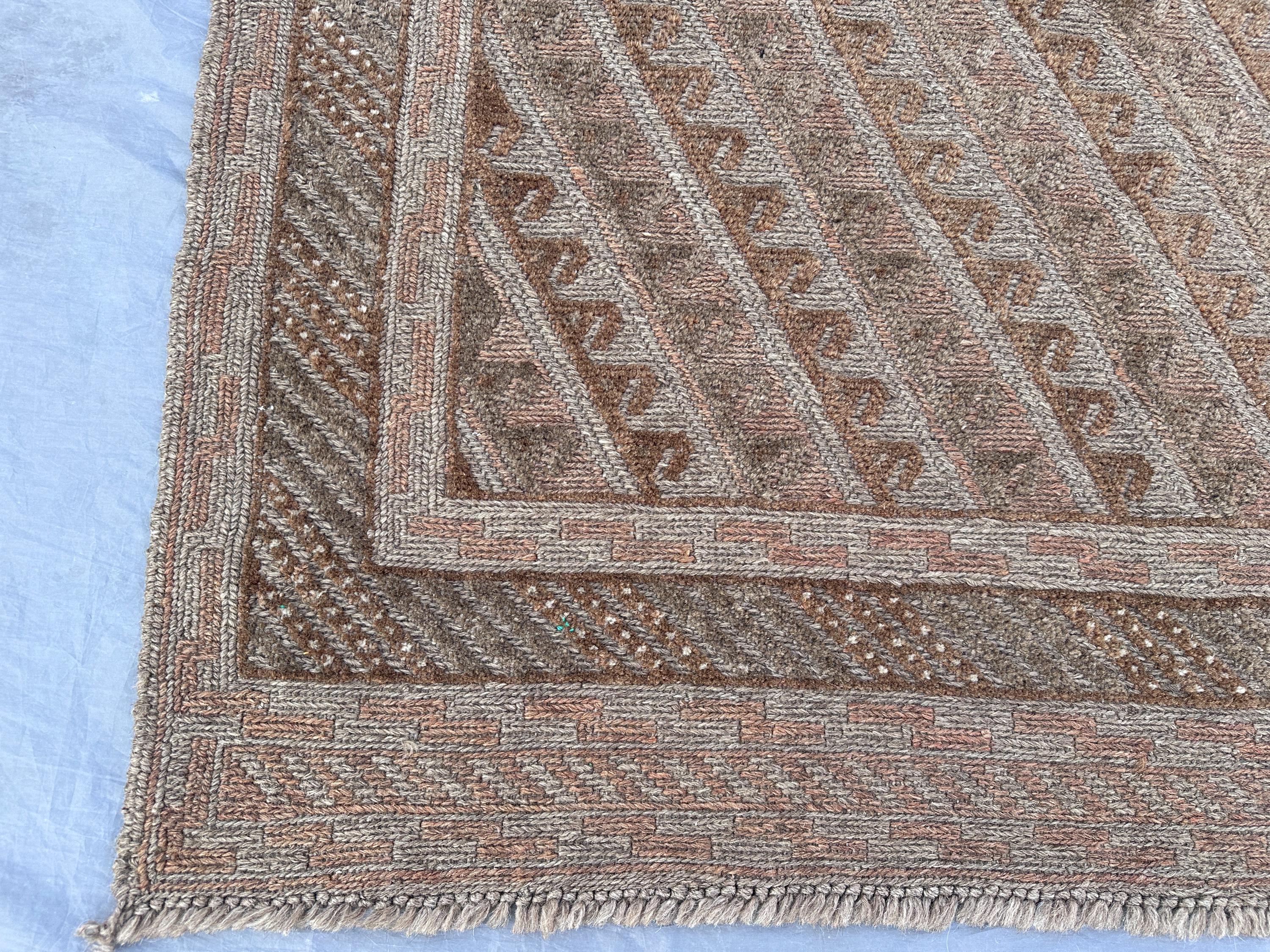 Vintage Terracotta Faded Rug 4x4 Ft - Warm Brown & Beige Tribal ...