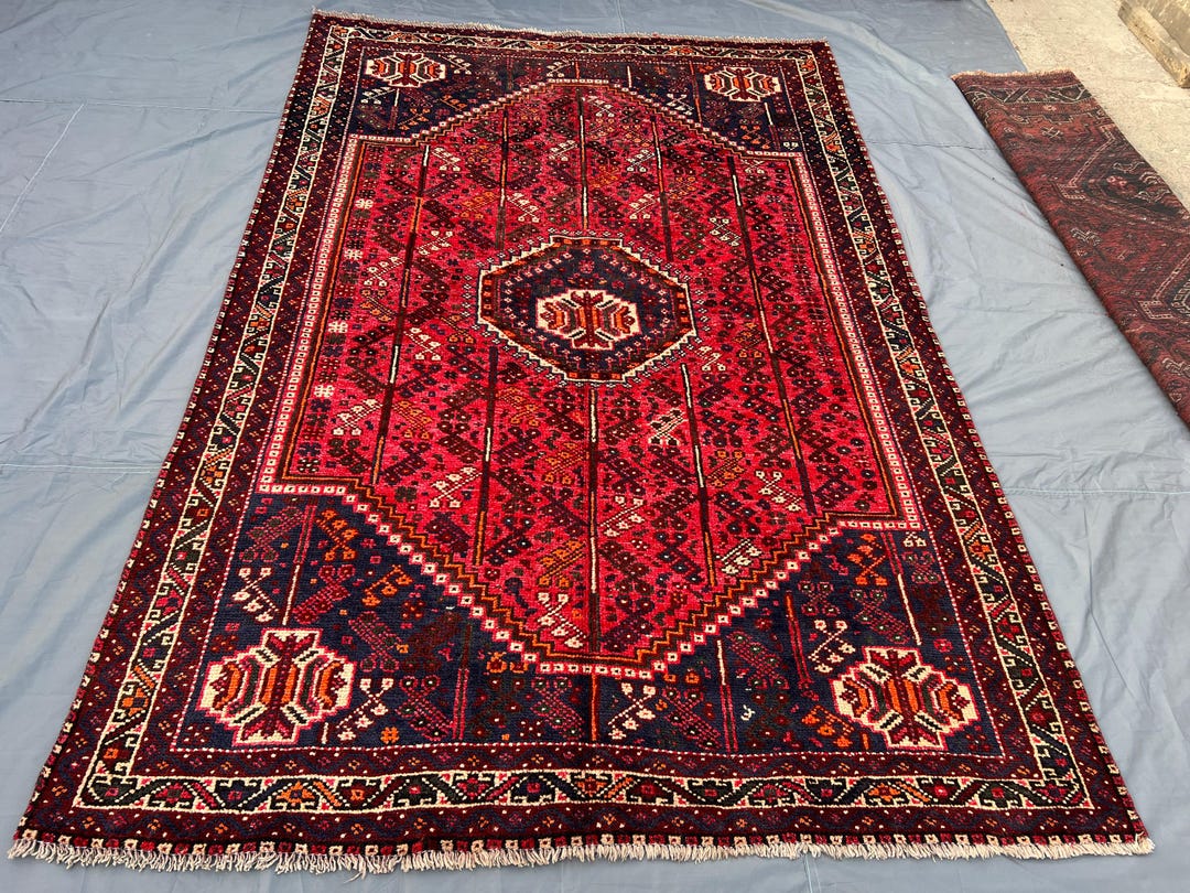 Vintage Afghan Baluchi Prayer Rug 6x9.4 Ft Hand-knotted Wool Tribal ...