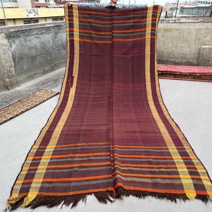 Alfombra afgana Kilim de 5,6 x 12,2 pies, tejida a mano, de lana, con rayas, estilo vintage bohemio, larga, para pasillo o sala de estar.