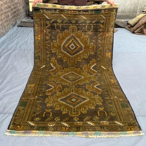 4x6 ft Handmade Vintage Turkmen Tekke Gul Wool Rug Terracotta Faded Brown Bukhara Pattern Tribal Living Bedroom Area Carpet Dining Table Rug