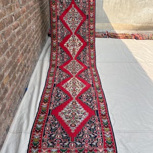 2.8x9.8 Ft Vintage Afghan Kilim Runner Rug, Caucasian Style Medallion Flatweave Runner, Hallway Corridor Entryway Rug Stairs Rug