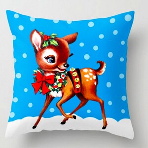 Vintage Christmas Kitsch Deer Cushion