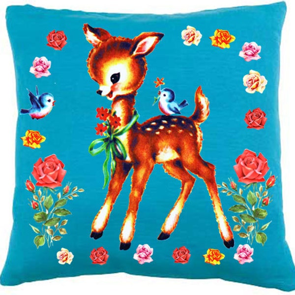 Vintage Kitsch Deer Cushion