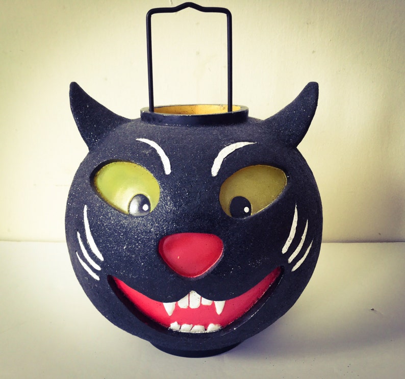 Vintage Halloween Black Cat Lantern image 1