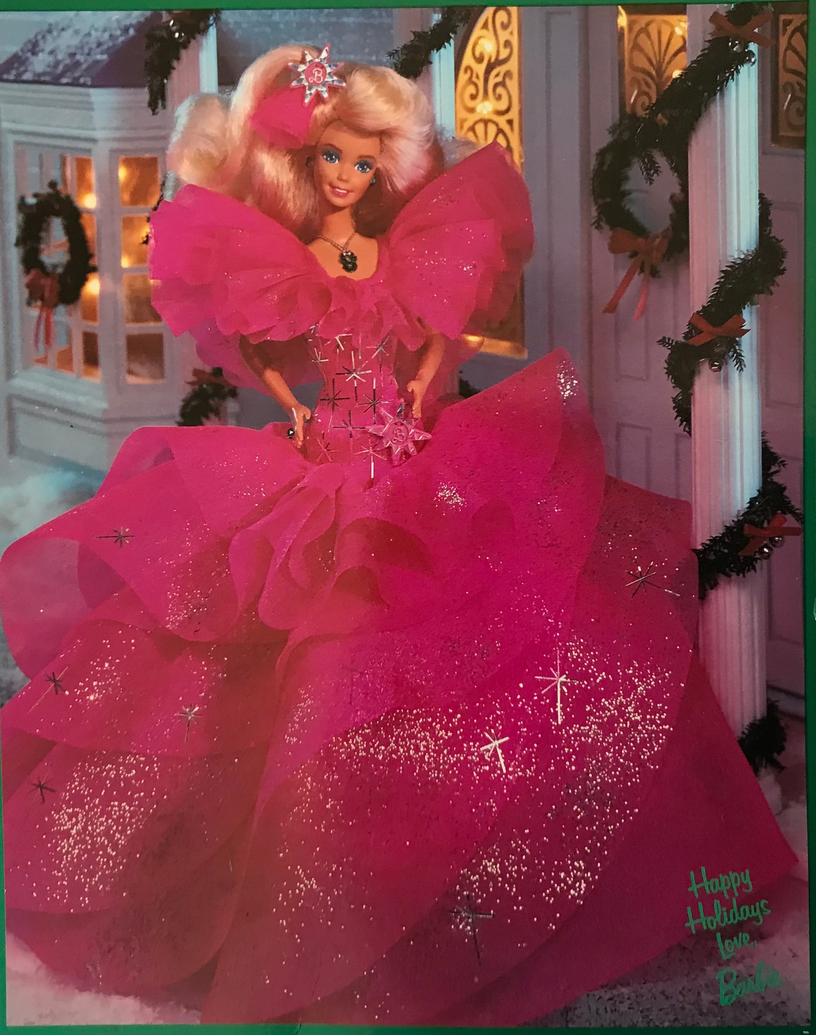 Barbie vintage con vestido rosa de Navidad de 1990 en su caja original ...