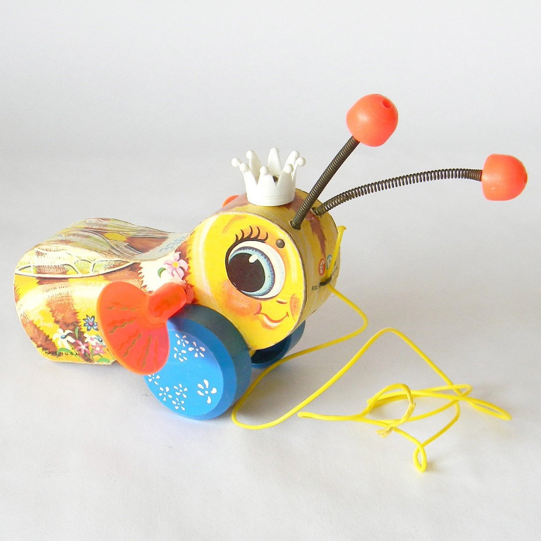 Vintage Fisher Price Queen Buzzy Bee Wooden Pull Toy Etsy