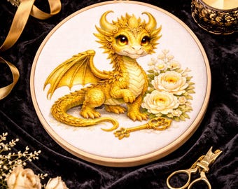 Cross Stitch Pattern Baby Golden Dragon PDF