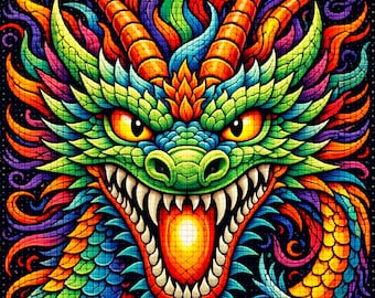 Cross Stitch Pattern Fantasy Dragon Face PDF