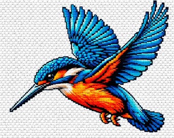 Cross Stitch Pattern Flying Kingfisher PDF