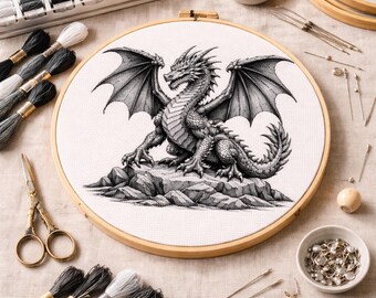 Cross Stitch Pattern Majestic Dragon PDF