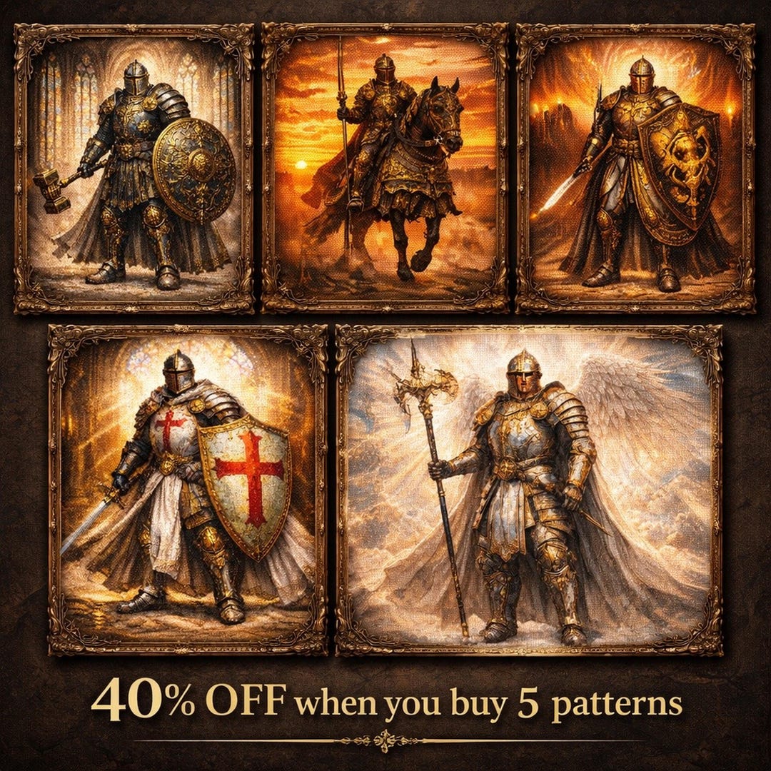 Cross Stitch Pattern Bundle | 5 Medieval Knight Designs | PDF Set - Etsy