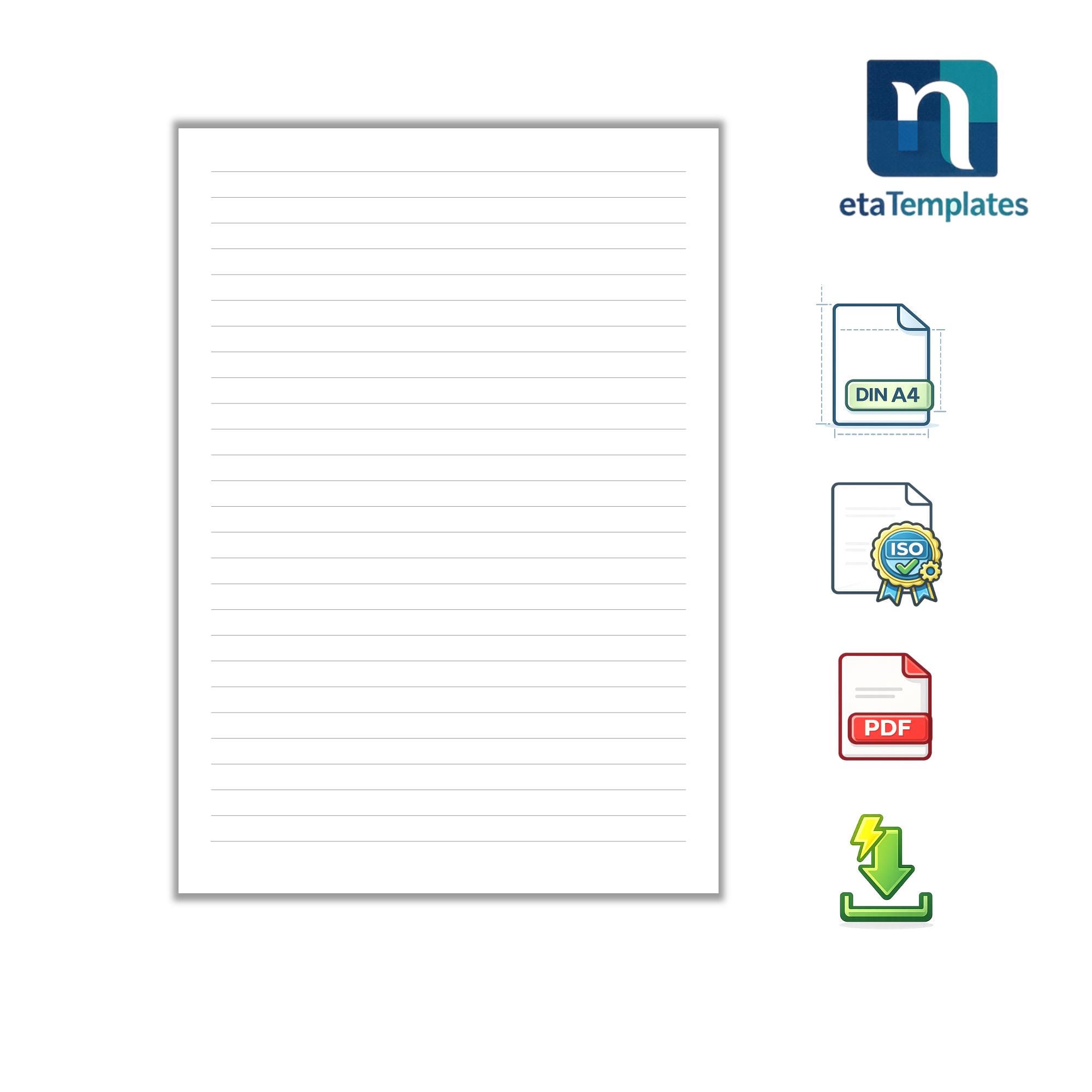 School Notebook Template for Grade 4 | Lined 4 | DIN A4 PDF for ...