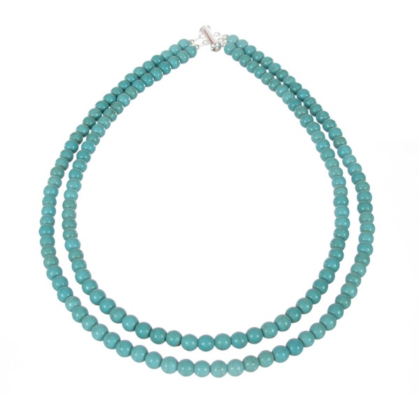 Double Strand Turquoise Necklace- Howlite Beaded Necklace