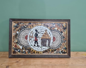 蝶の羽根　羽根絵　額縁付き 蝶の羽根羽根絵額縁付き