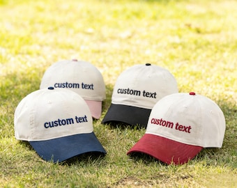 Embroidered Two-Tone Custom Baseball Cap, Personalized Text Trucker Hat, Monogram Logo Snapback, Fun Gift for Dad, Mom, Him or Her
