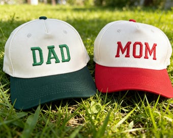 Custom Dad and Mom Hats, Embroidered Name Trucker Hat, Matching Cap for New Mom Dad, Pregnancy Announcement, New Dad Hat, Mothers Day Gift