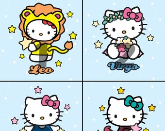 5D DIY Diamond Painting Kit Full Drill, Zodiac Sign Kitty Mosaic Diamond Kit, Full Drill Square Round