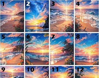 Beach Seascape Paint By Number Kit, DIY Painting Kit, Painting On Canvas, Color By Number, Oil Painting Scenery Painting