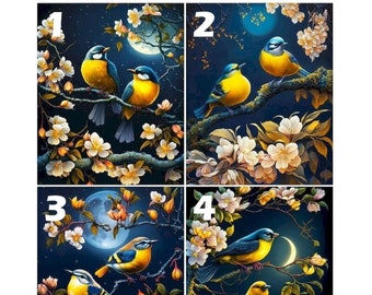 Kit de pintura por número de dois pássaros pequenos, kit de pintura diy, pintura em tela, cor por número, pintura a óleo de cenário