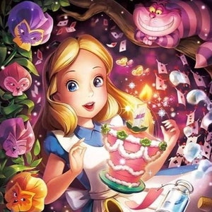 5D DIY Diamond Painting Kit Full Drill, Alice in Wonderland Mosaic Diamond Kit, Full Drill Square Round