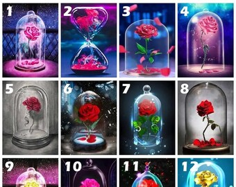 Rose in Glass Paint By Number Kit, DIY Painting Kit, Painting On Canvas, Color By Number, Oil Painting Scenery Painting