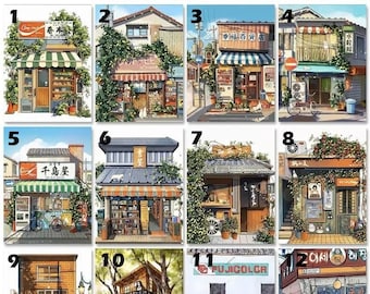 Japan Anime Shop Paint By Number Kit, DIY Painting Kit, Painting On Canvas, Color By Number, Oil Painting Scenery Painting