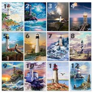 Lighthouse Beach Seascape Paint By Number Kit, DIY Painting Kit, Painting On Canvas, Color By Number, Oil Painting Scenery Painting