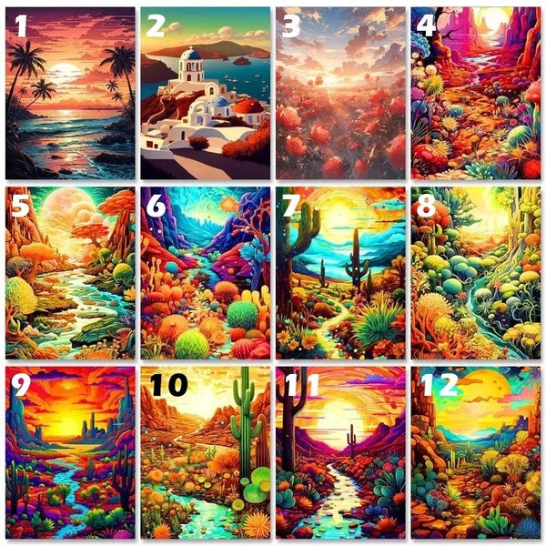 Sunset Landscape Paint By Number Kit, DIY Painting Kit, Painting On Canvas, Color By Number, Oil Painting Scenery Painting