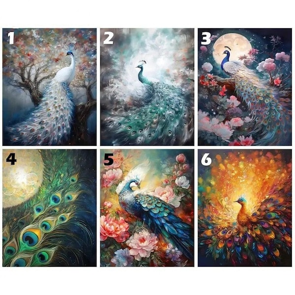 Peacock Paint by Number Kit - Etsy