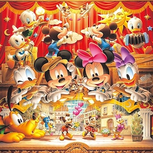 5D DIY Diamond Painting Kit Full Drill, Cartoon Mickey Minnie Mosaic Diamond Kit, Full Drill Square Round
