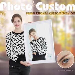 5D DIY Diamond Painting Kit Full Drill, Custom Photo Mosaic Diamond Kit, Full Drill Square Round