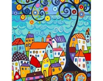 SKRYUIE Hut Village Paint By Numbers Kit For Adults - 16x20 Inch DIY Canvas Painting With Brushes - View #4