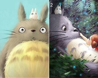 5D DIY Diamond Painting Kit Full Drill, Anime Cartoon Totoro Mosaic Diamond Kit, Full Drill Square Round