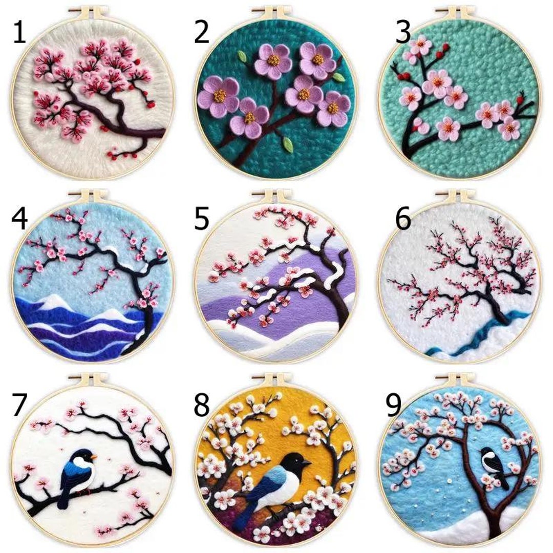 Sakura Cherry Pink Blossom DIY Needle Felting Craft Kit New Year Gift ...
