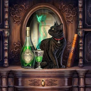 5D DIY Diamond Painting Kit Full Drill, Fairy with Black Cat Mosaic Diamond Kit, Full Drill Square Round