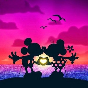 5D DIY Diamond Painting Kit Full Drill, Cartoon Minnie Mickey Mouse Mosaic Diamond Kit, Full Drill Square Round